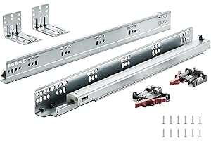 VEVOR 6 Pairs of 18 Inch Drawer Bottom Side Mount Rails, Heavy Duty Full Ball Bearing Extension Steel Track, Soft-Close Noise