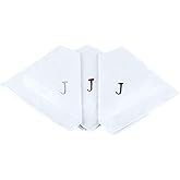 Initial Handkerchief for Men, Monogrammed Boxed 3 Piece Set,100% Cotton
