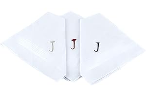 BOXED-GIFTS Initial Handkerchief for Men, Monogrammed Boxed 3 Piece Set,100% Cotton