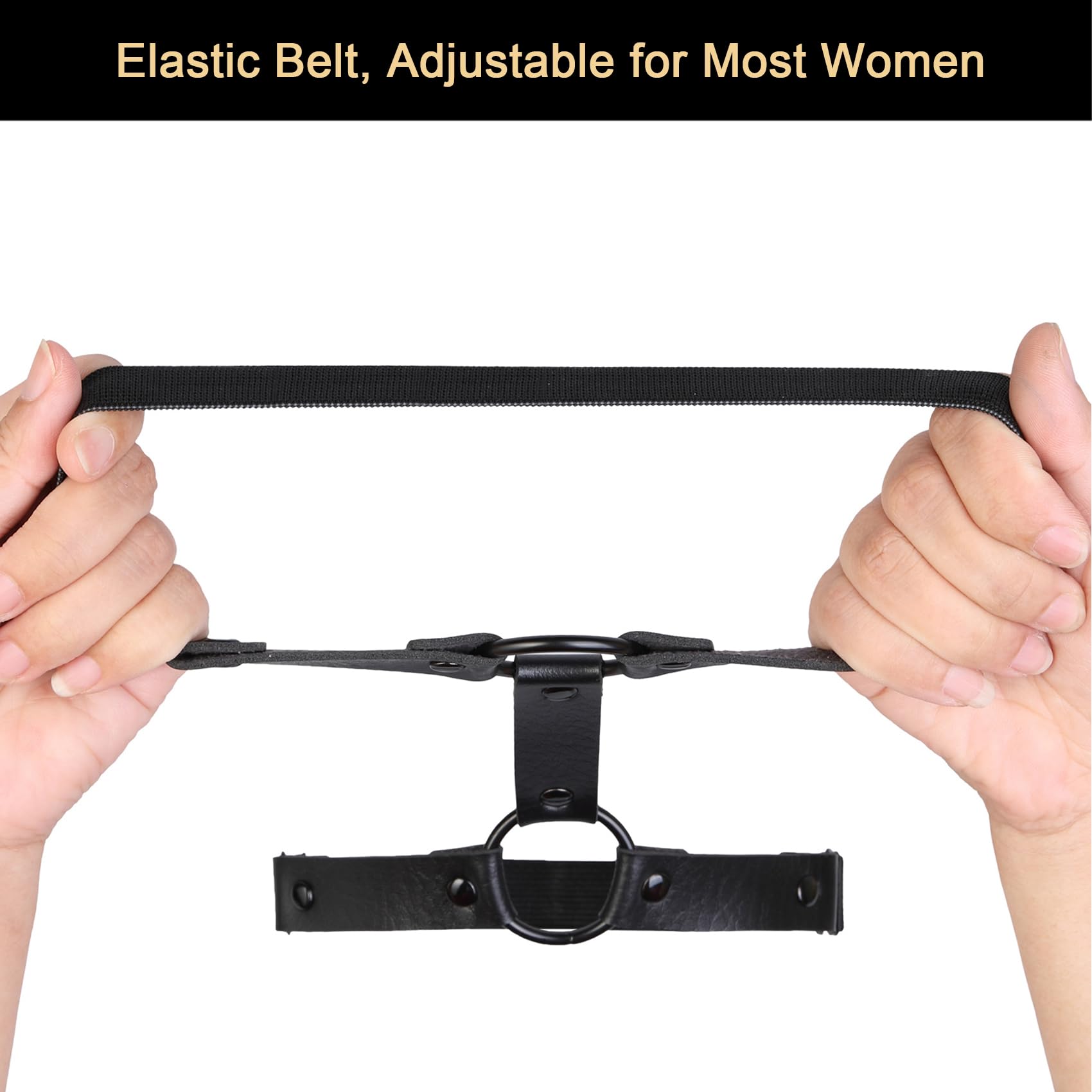 2pcs Adjustable Faux Leather Leg Garter Belt, 2 Rows Elastic Punk Thigh Garter for Women Parties