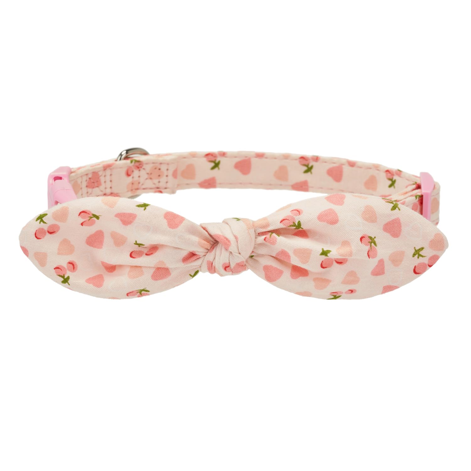 Petiry Heart Print Dog Collar with Removable Knot Bowtie,Adjustable Cute Pink Small Dog Collars for Girl Dogs Gift,S