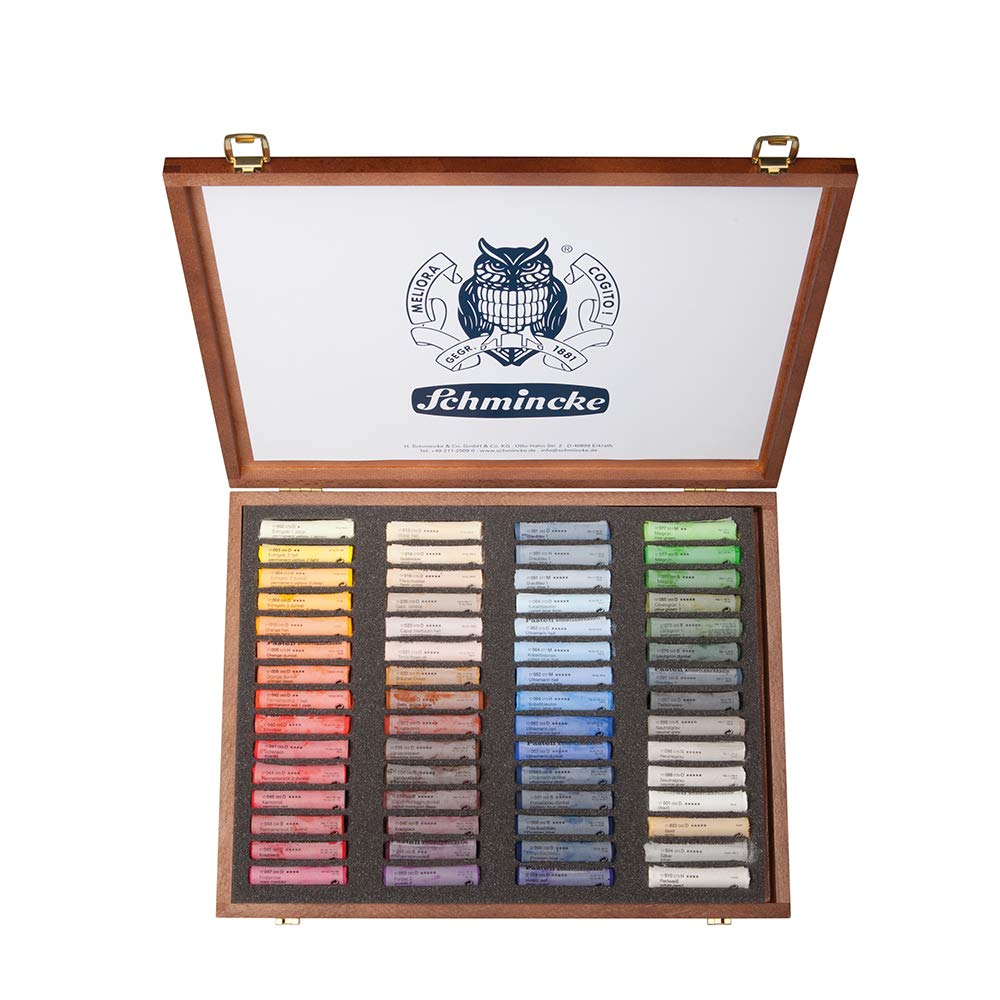 Schmincke - Pastel, set of 60 colours, 77 260 097, wooden box with 60 pastel pencils, handmade pastels, brilliant, velvety matt and highly lightfast shades