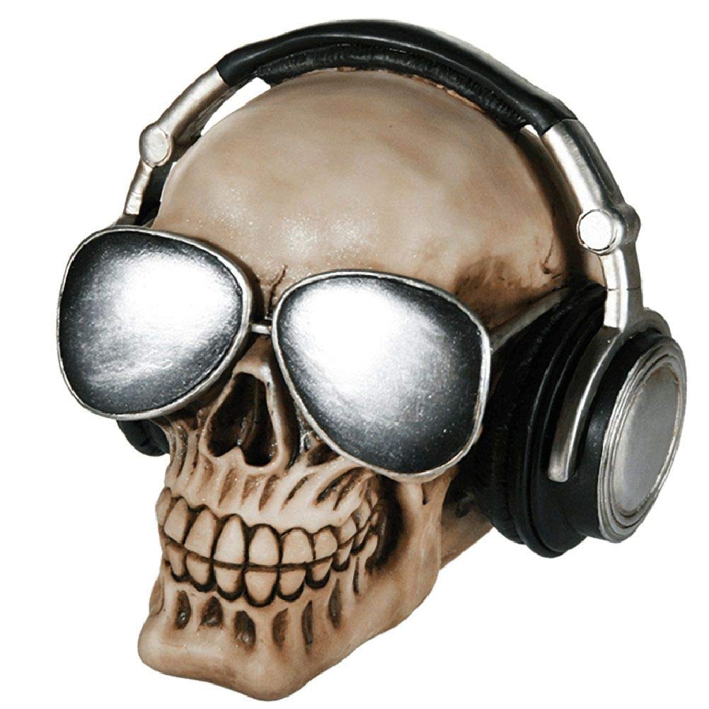 Out of the blue Skull with Earphones and Sunglasses Money Bank, Polyresin, Multi-Colour
