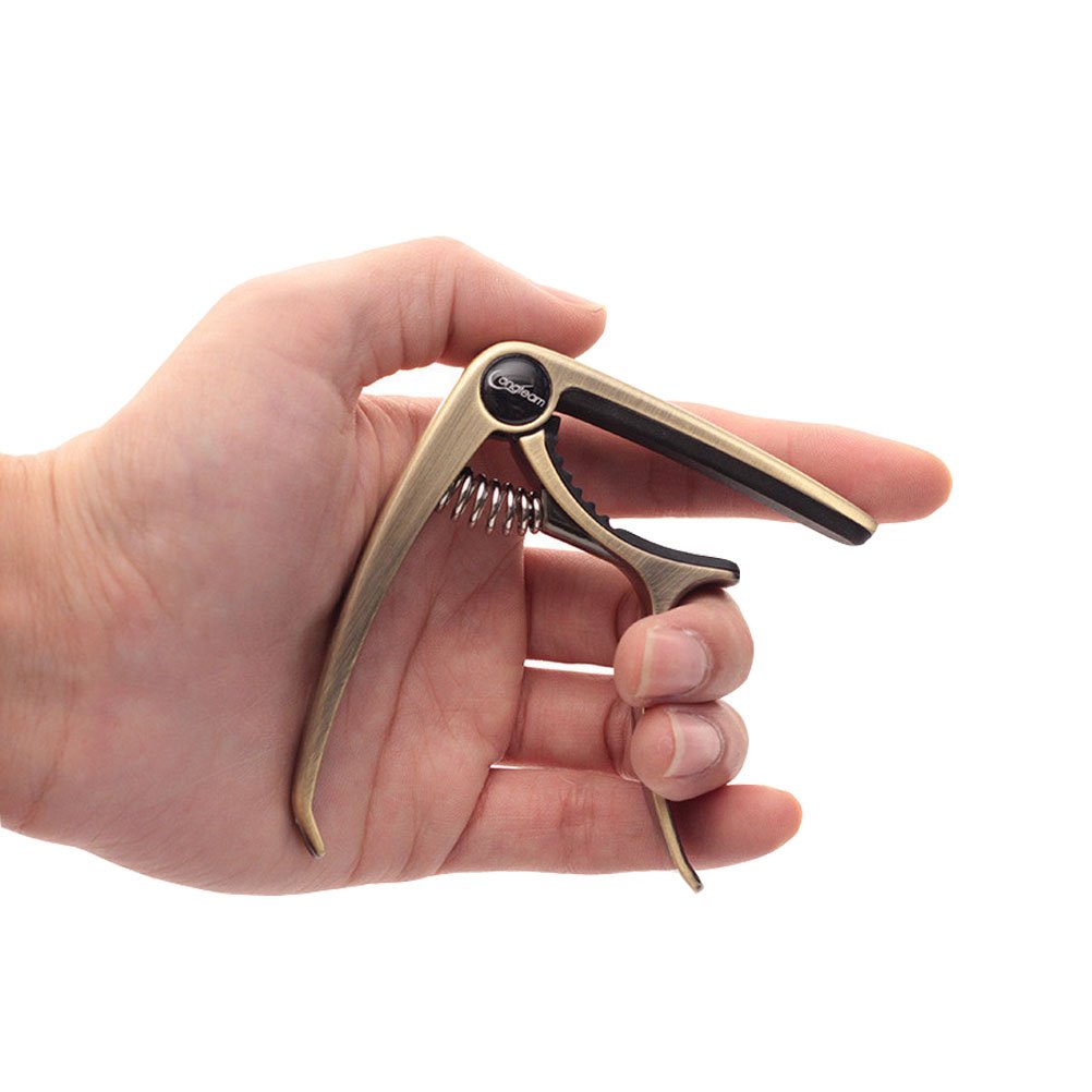 Vankcp Zinc Alloy Guitar Capo, Musical Essentials Instruments, Quickly Change Acoustic and Remove The Guitar String Nails (Champagne gold)