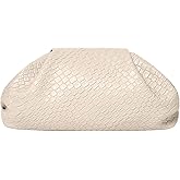 PHILOMENA Women's Woven Evening Bag Vegan Leather Clutch Purse Dumpling Ruched Bag Party Wedding Elegant Handbags