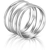 AeraVida Wide Five Band Coil Wrap .925 Sterling Silver Ring | Adjustable Coil Wire Wrap Silver Ring | Sterling Silver Band Ring | 925 Sterling Silver Adjustable Ring | Sterling Silver Rings Sizes