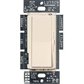 Lutron Diva LED+ Dimmer Switch, Paddle Dimmer, Single Pole/3-way | For Dimmable LEDs, flicker-free dimming, broad compatibility, easy install, no neutral required, DVCL-153P-LA, Light Almond