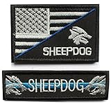 2pcs Bundle - Sheepdog thin blue line Tactical Morale Patch with backing Decorative Embroidery (2pcs)