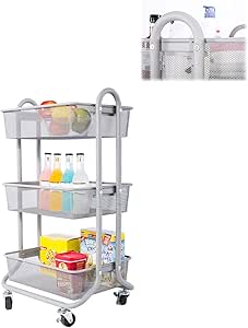SSSuper - Carro de almacenamiento de metal con 3 niveles para organizar
