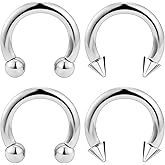 Dyknasz 2G 4G 6G 8G 10G 12G 14G 16G Circular Horseshoe Barbell Septum Rings Surgical Steel Heavy Gauges Earrings Stretching Kit Pierced Body Jewelry for Women Men 12mm 16mm