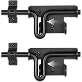 HTHOOOOOME Slide Bolt Gate Latch, 2 Pack Heavy Duty Slide Latches | Thickened Steel, Black Powder Coated; Padlock Hole for Extra Security; for Wood Fence, Barn, Shed, Garden Gates