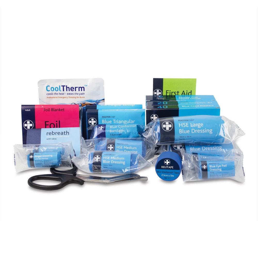 Reliance Medical Small Catering First Aid Kit Refill - Essential Supplies for Workplace, Compliance and Safety, Includes Dressings, Plasters, Workplace Injuries First Aid Supplies