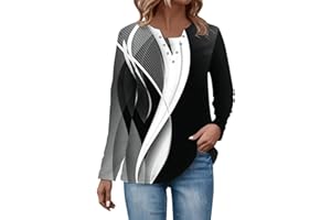 Olivcker Womens Long Sleeve Tops V Neck Casual Shirts Color Block Fashion Pullover Going Out Dressy Casual Winter Clothes