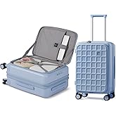 aji Expandable Top Opening Carry On Luggage Airline Approved, 20 Inch Lightweight Hardside Carry On Suitcase with Spinner Wheels, Travel Luggage with Laptop Compartment for Women Men, Blueberry Blue