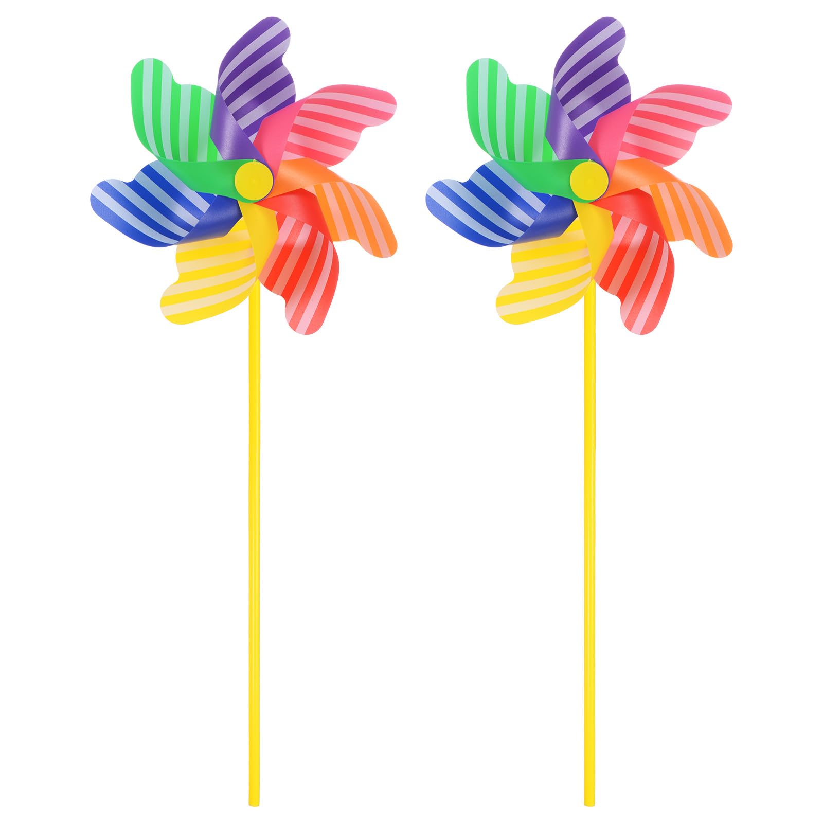 M METERXITY 2 Sets Wind Spinner - 19.3 X 7.1 Inch Pinwheels for Yard and Garden,Apply to Garden Decor/Yard Decorations Outdoor/Backyard Decor/Yard Art (Colorful Stripes Windmill)