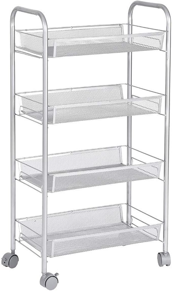 4Tier Rolling Cart, goalBY Mesh Style Utility Cart, Wire