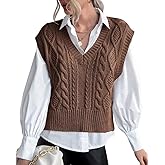 Sweater Vest for Women V Neck Sleeveless Knit Solid Casual Ribbed Preppy Pullover Tops