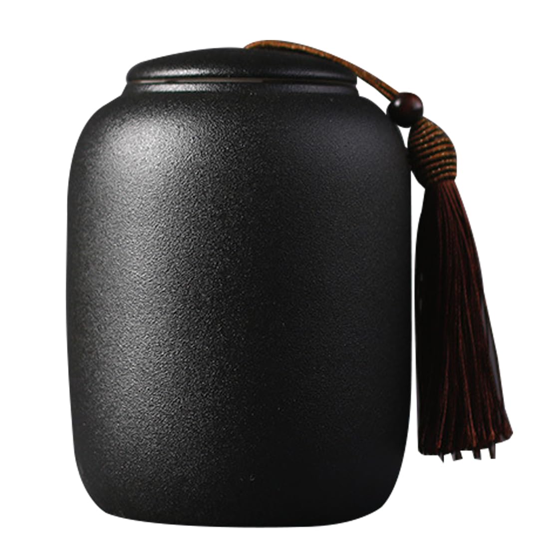 Gets Ceramic Tea Jar Vintage Chinese Style Storage Jars Tea Tins Cans Black Canister Traditional Tea Caddy Sealed Lids Home Kitchen Dining Decoration (14.5 * 9.5cm)