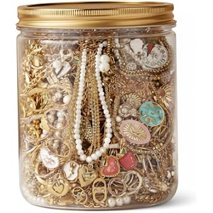 Gold Mystery Jewelry Jar Set | 10-piece Mystery jar Set, Assorted Gold-tone Earrings, Rings, Necklaces, Gift-ready Packaging