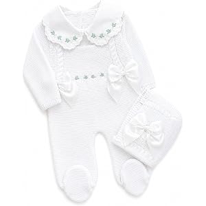 Newborn Girl Knitted Clothes Set, Coming Home Infant Knit Outfit 3 pieces