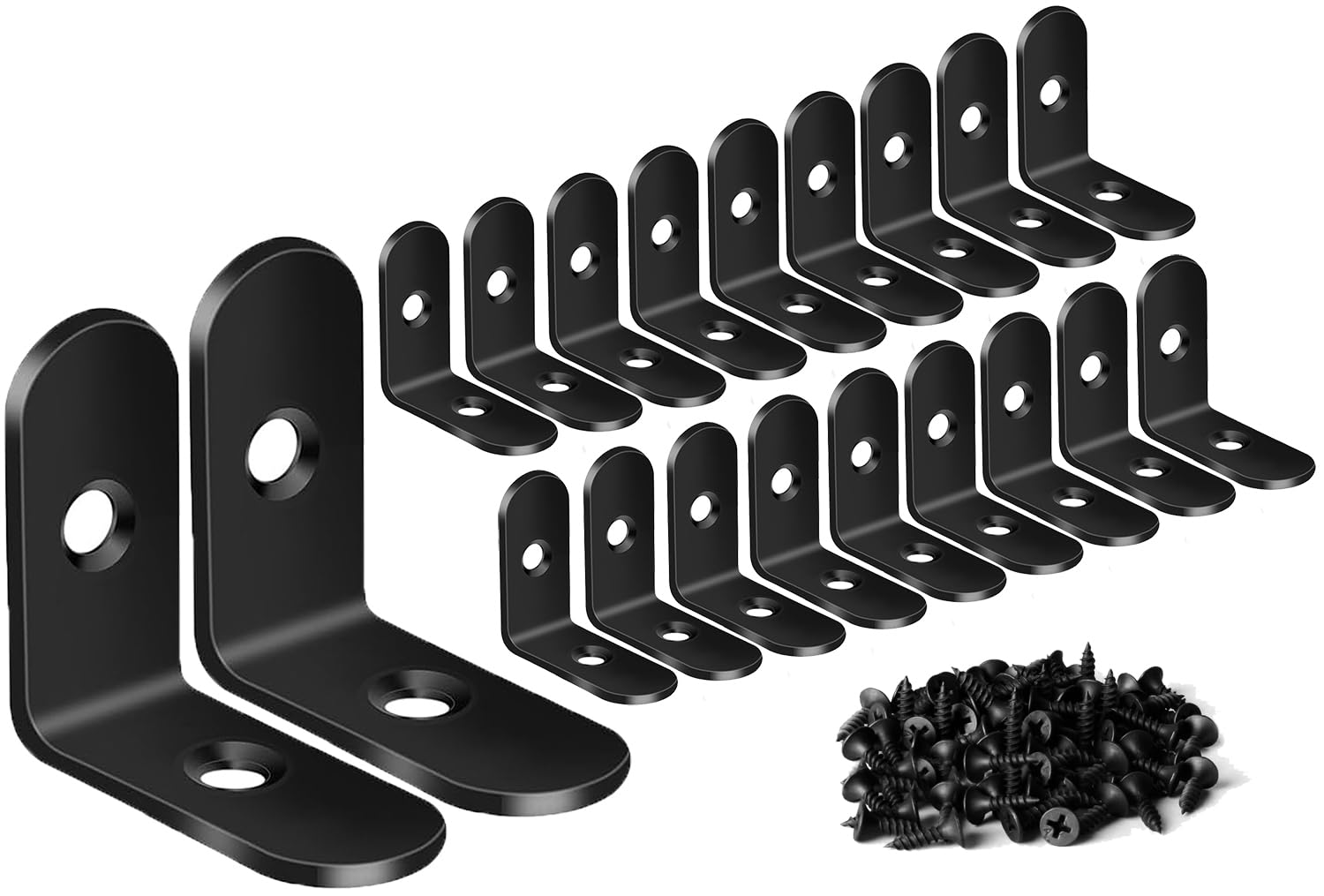ZiYuya Corner Braces Metal L Bracket Heavy Duty Joint Right Angle Shelf Support Corner Braces Wall Bracket for Shelves Wood Furniture Cabinet (Black, 20 Pack, 25mm x 25mm)