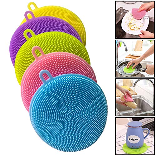Buy Smile Mom Silicone Sponge Scrubber Brush (Set of 5 Mat), Best