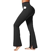 BRXL 30" Flare Leggings for Women No Front Seam High Waist Tummy Control Mini Flared Workout Yoga Pants Pockets