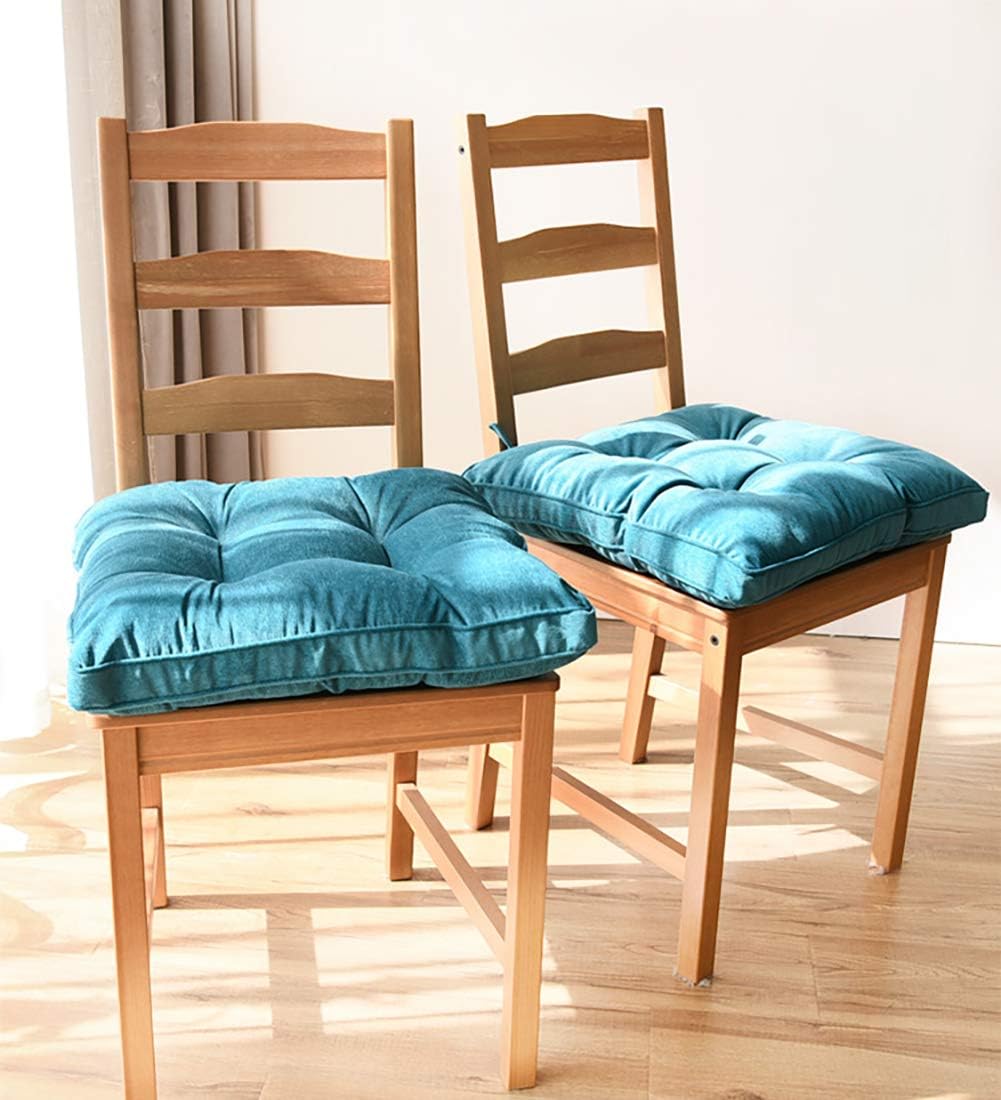 Tiita Patio Chair Pads Cushions 18 x 18 Inch Square Floor Pillows Pad for Outdoor Kitchen Dining Chairs with Ties Set of 2, Blue: Kitchen & Dining