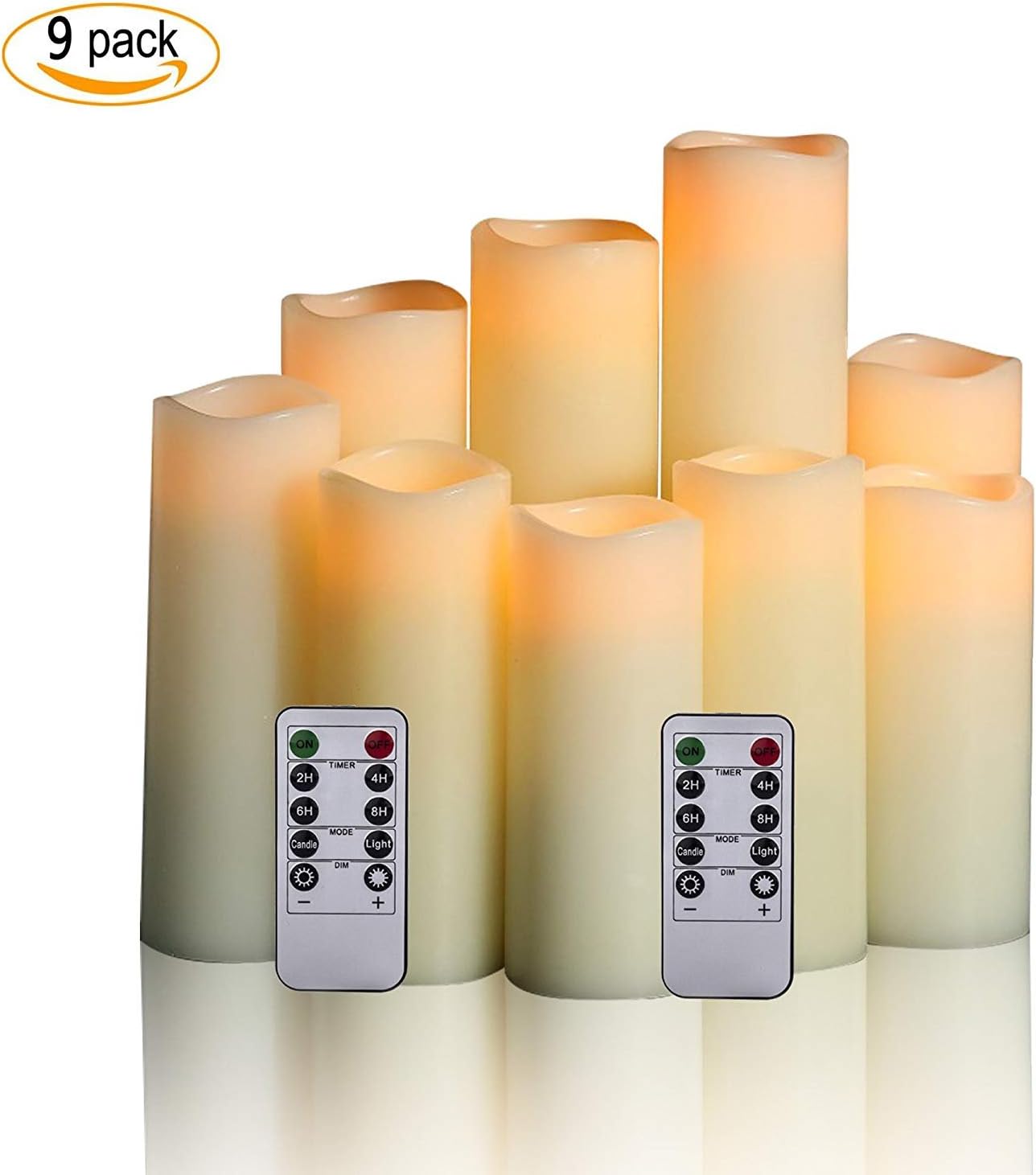 Antizer Flameless Candles Led Candles Pack of 9 (H 4" 5" 6" 7" 8" 9" x D 2.2") Ivory Real Wax Battery Candles with Remote Timer: Home Improvement
