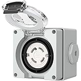 STARELO 30 Amp Locking Female Plug Box NEMA L14-30C Generator Twist Lock Adapter Female Connector,125/250 Volt,Outdoor dustpr