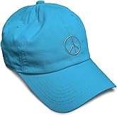 Speedy Pros Soft Baseball Hat Embroidered Dad Hat Thin Peace Sign Light Blue Embroidery Men & Ladies Baseball Cap
