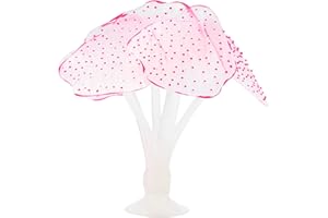 VOCOSTE Soft Silicone Glowing Aquarium Simulation Coral with Sucker, Fluorescence Aquatic Artificial Coral for Fish Tank Decoration, Pink