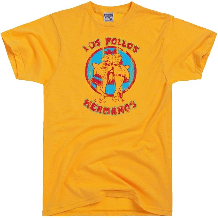 T-shirt Breaking Bad Los Pollos Hermanos – Homme Jaune Large – Série TV Heisenberg