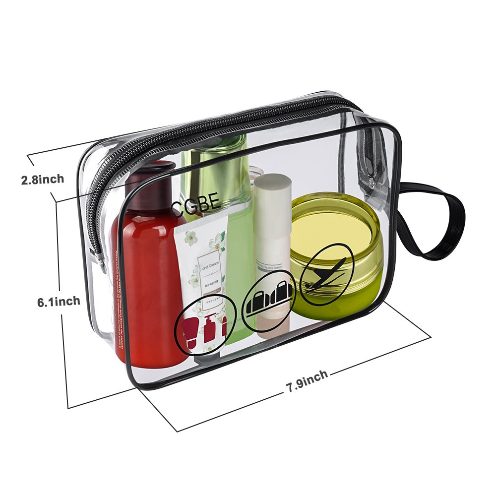 CGBE Clear Toiletry Bag， Handle Travel Makeup Organizer Bag for Women, TSA Quart Size Approved Toiletries Bags For Men, Cosmetic Bag with Zipper For Traveling Business Trip Home Tidy 3PCS Black : Beauty