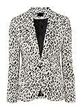 Choies Women's Cotton Leopard Print Collarless Blazer Casual Office Blazer