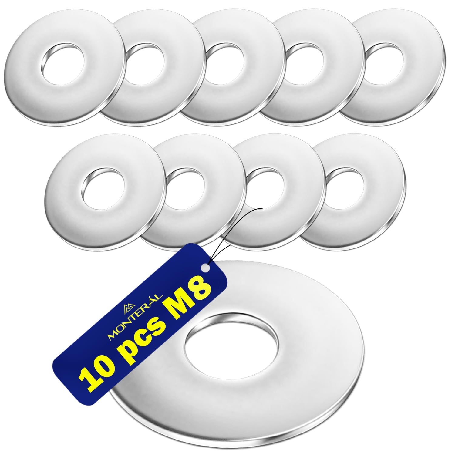 Pack of 10 Washers Stainless Steel M8 Type DIN 9021 MONTERAL