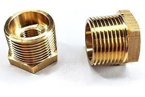 Quirkmyn 2 Pcs Brass Bushing 3/4" Male to 3/8" Female, 3/4" to 3/8" NPT Adapter Hex Reducing Pipe Adapter Fitting Pipe Hose Tube Adapter Convert