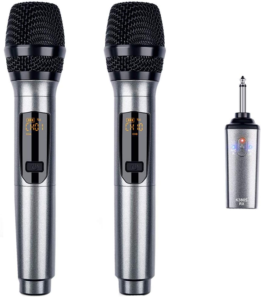 LEKATO Rechargeable Wireless Microphone, Dual Metal Professional
