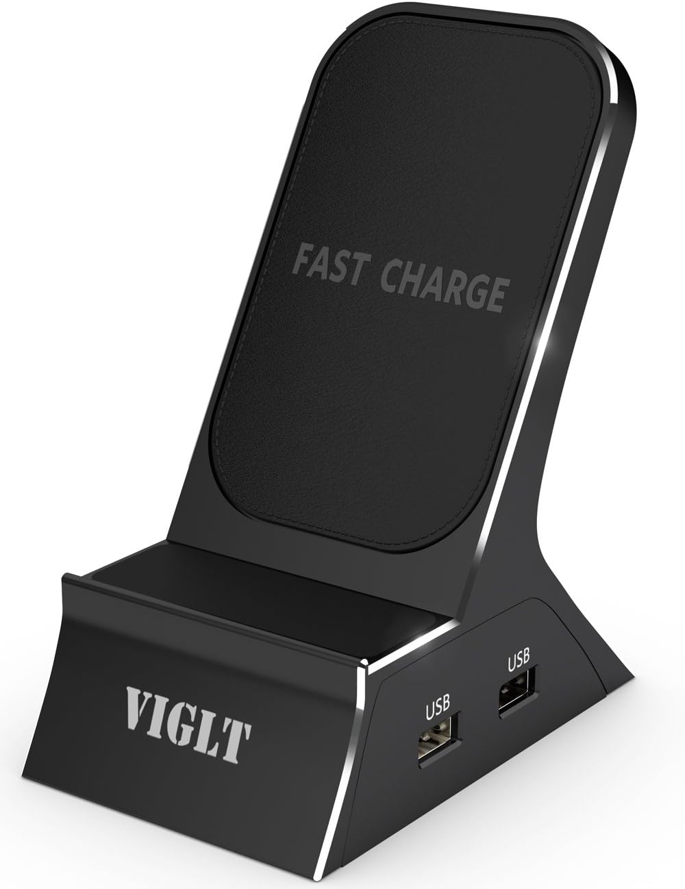 Wireless Charger with USB Port, VIGLT QI Wireless Charger Stand Metal Wireless Charging Stand Pad Compatible With iPhone X 8 8 Plus Galaxy S9/S9 Plus/Note 8/S8/S8 Plus, Including AC Adapter