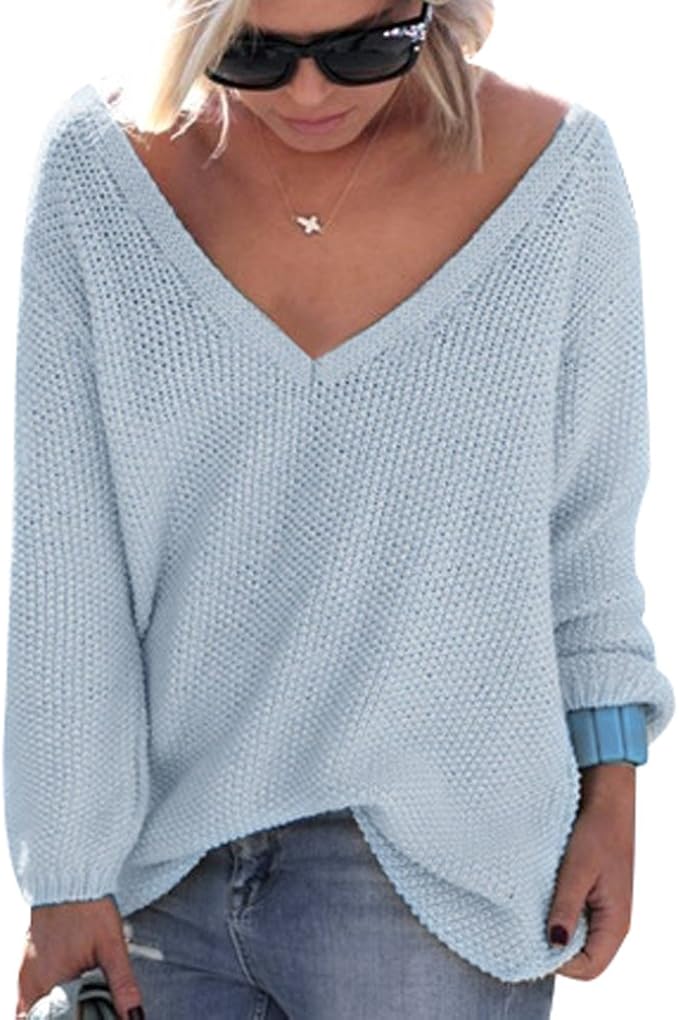 Suéter Jersey Jerseys de Punto Mujer Sueter Cuello V de Dama Sueteres