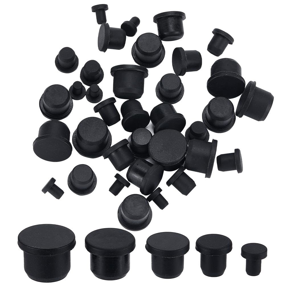 Photo 1 of GORGECRAFT 40PCS 5 Sizes Black Silicone Bottle Stopper Tube Seal Plug 4/7.5/9.5/11.5/13.5mm Salt and Pepper Shakers Stopper Replacement Insert Hole Plug End Covers for Bottles Pipes Flower Pots