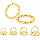 LXUEJIE 8Pcs Gold Clip On Earrings for Men Women, Non Piercing Fake Hoops 4 Size Cool Stainless Steel Clip On Earring Unisex Hoop Ear Clips Christmas Gifts