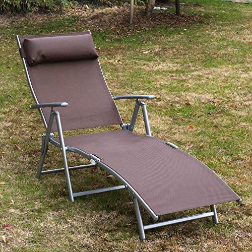 Outsunny Outdoor Folding Chaise Lounge Chair, Portable Lightweight