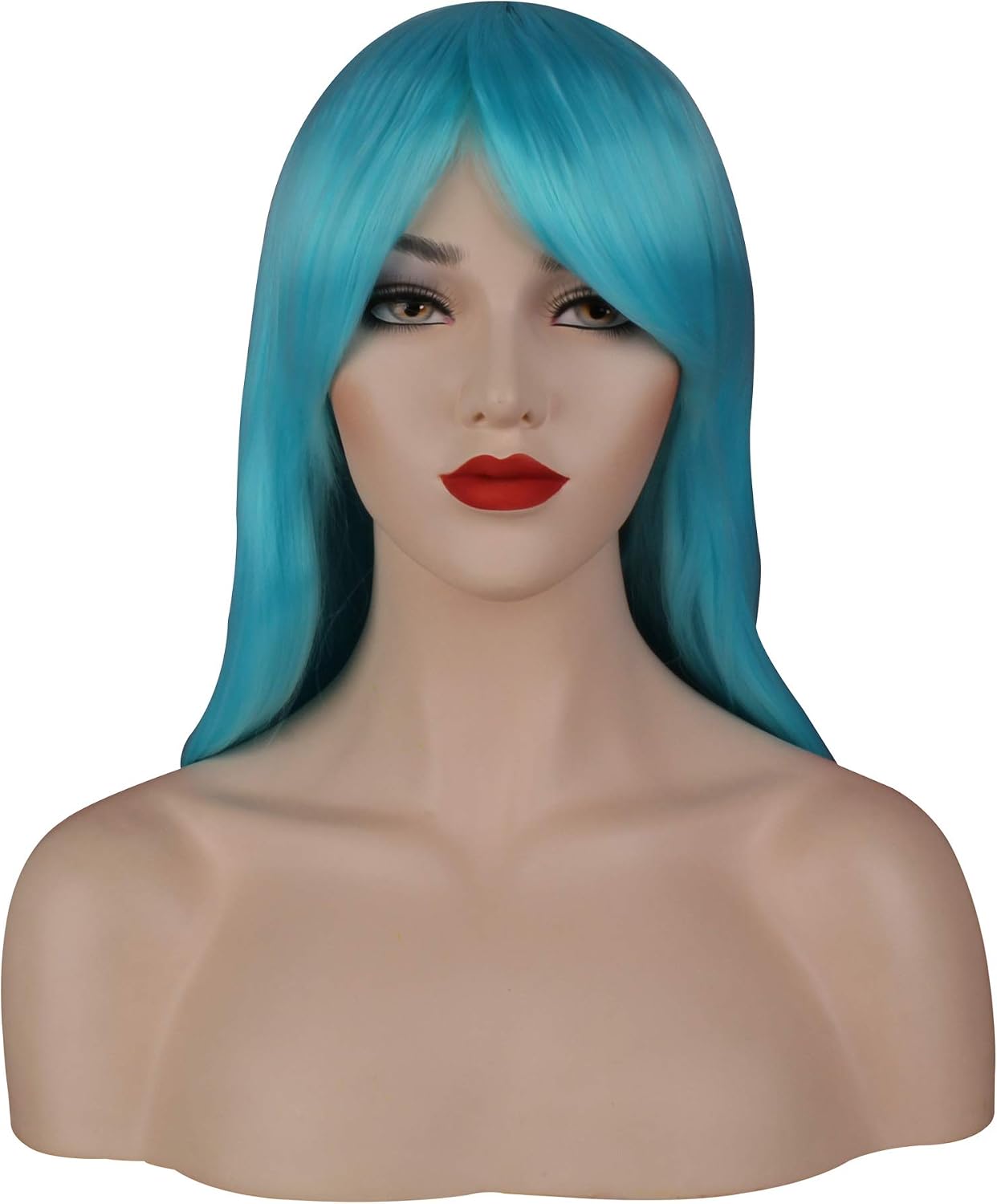 OKVGO 70cm 27inches Women's Wig Fashion Natural Wavy Full Long Curl Wig for Cosplay Party and Halloween Costume Light Blue - Image 4