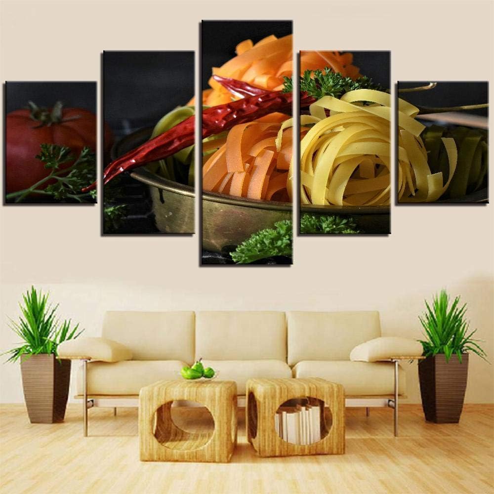5 Pieces Modern Pictures Noodles Wall Art Canvas Art Painting Food