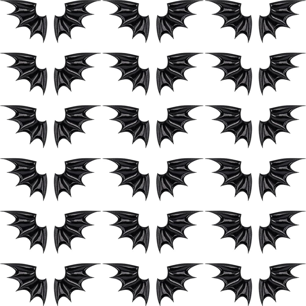 GORGECRAFT 40PCS Bat Wing Hairpins Accessories PU Leather Demon Wings Ornament Accessories Halloween Decor Black Angel Wing Embellishments for Hair Ornament & Costume Accessory