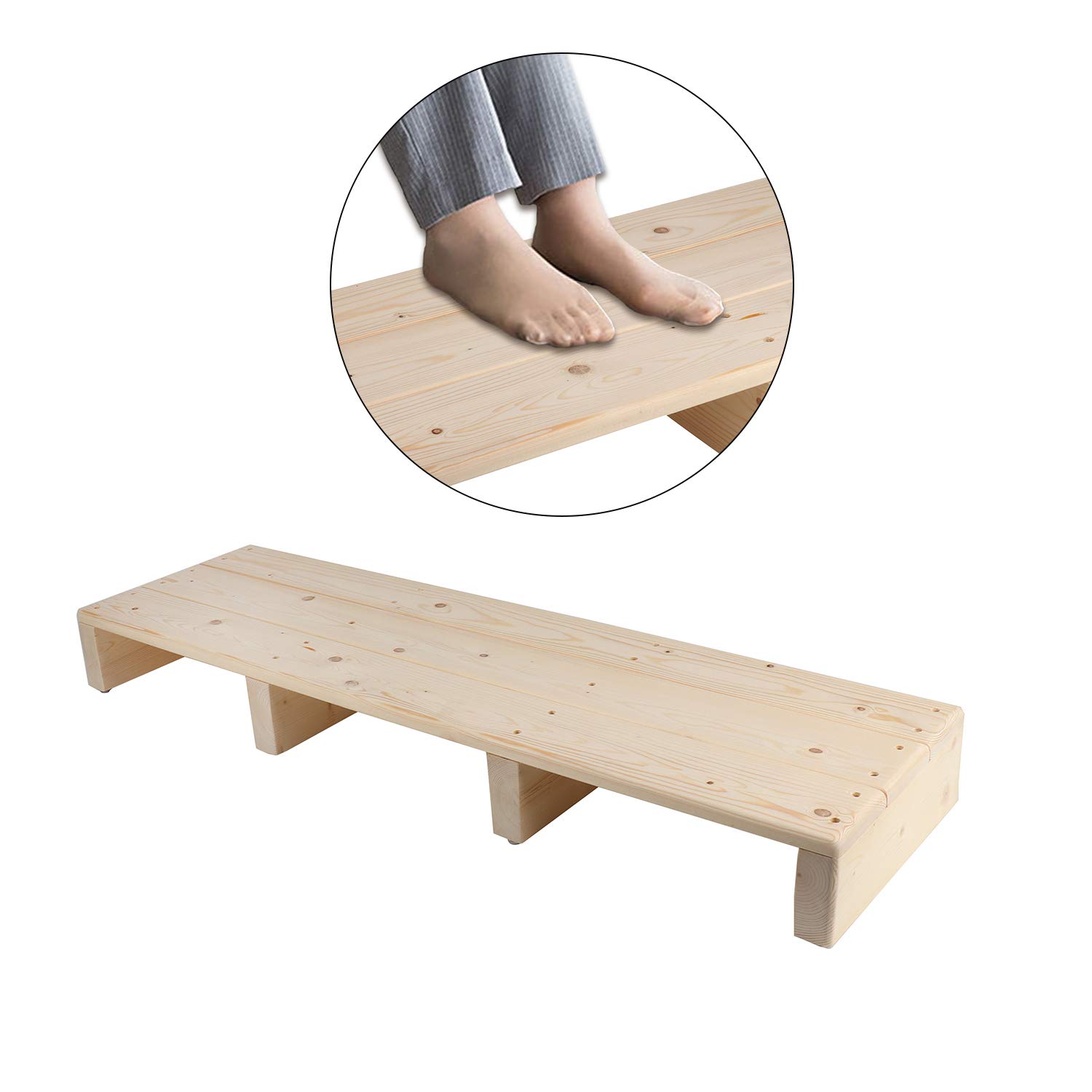 Lehom Solid Wood Bed Step Stool Wooden Bedside Foot Stool Pine Wood Steps Stool Kitchen Stools Bed Steps Indoor Outdoor Safety for Family Pets 39.3 x 11.8 x 4.3 inch
