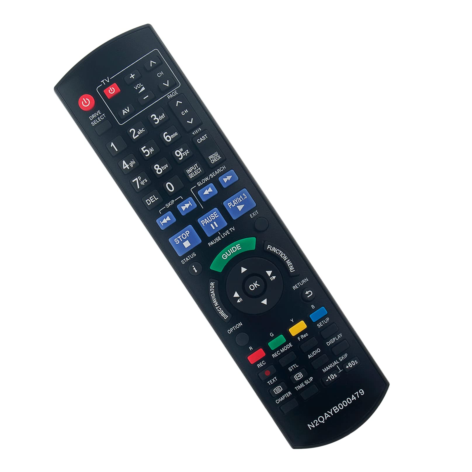 VINABTY N2QAYB000479 Replacement Remote Control Compatible with Panasonic DVD TV Recorder remote control DMRXW480 DMR-XW480 DMRXW380 DMRXW380GL DMRXW390GL DMRXW480GL DMRXW385GL