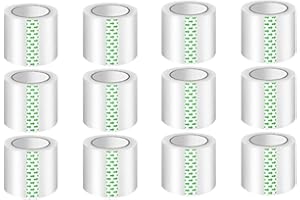 MJUNM Clear Packing Tape (12 Rolls) - Quiet Packaging Tape 1.5 INCH Core Shipping Tape Refill Rolls Moving Tape for Packing Boxes, 2" x 25 Yards
