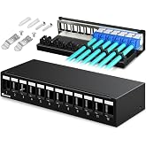 Enmane Patch Panel 12 Port Blank Keystone Patch Panel STP&amp;UTP Compatible with LC/SC/ST/FC/USB/HDMI Keystone Jack for Desk Mount&amp; Wall Mount